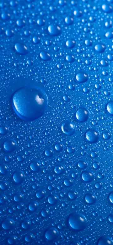 Droplets, Blue background, Water drops