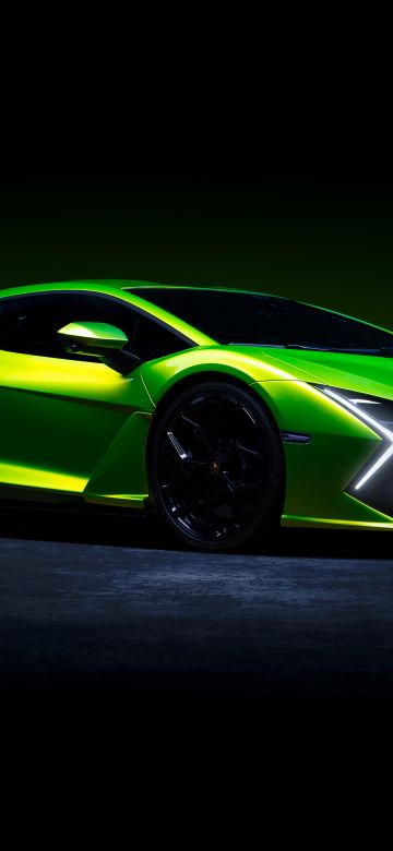 Lamborghini Revuelto, Green aesthetic, Dark background, 5K