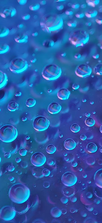 Water droplets, Blue aesthetic, Closeup Photography, Macro, Rain droplets, 5K