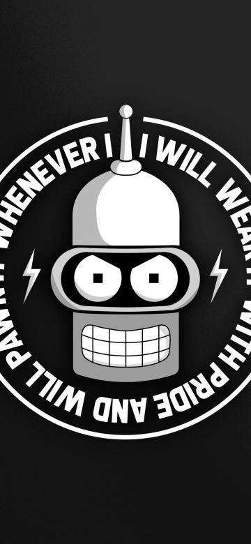 Bender (Futurama), Dark background, Funny, Cartoon, 5K, Popular quotes