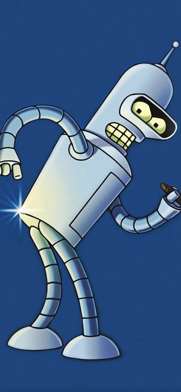 Bender (Futurama), Blue background, Funny, Cartoon, 5K