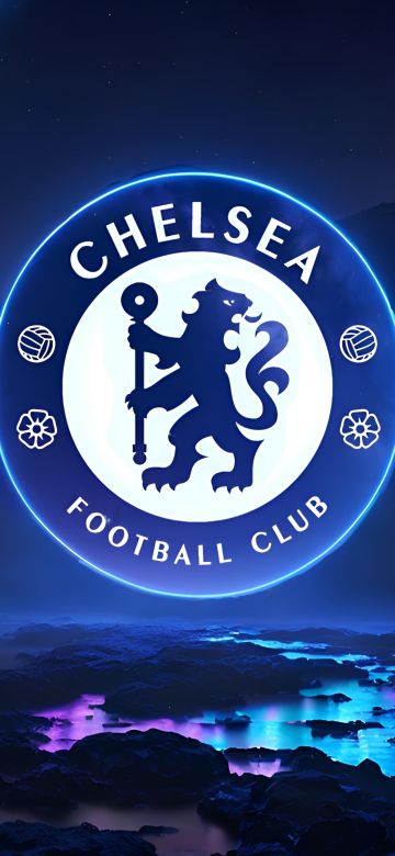 Chelsea FC, Neon logo, Premier League club, Football club, 5K, 8K, Blue aesthetic