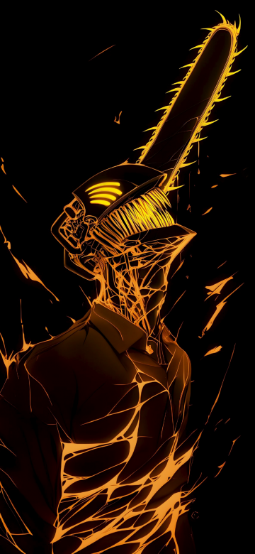 Denji, AMOLED, Chainsaw Man, Black background, 5K, AI art