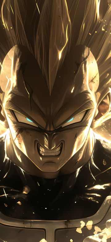 Angry, Vegeta, Dragon Ball, Golden, 5K