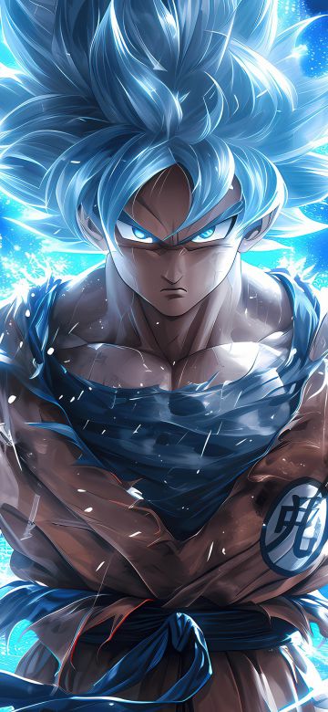 Super Saiyan Blue, Son Goku, Dragon Ball, AI art, 5K