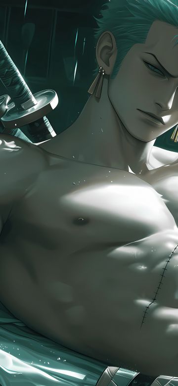 Roronoa Zoro, Green aesthetic, One Piece, 5K, AI art