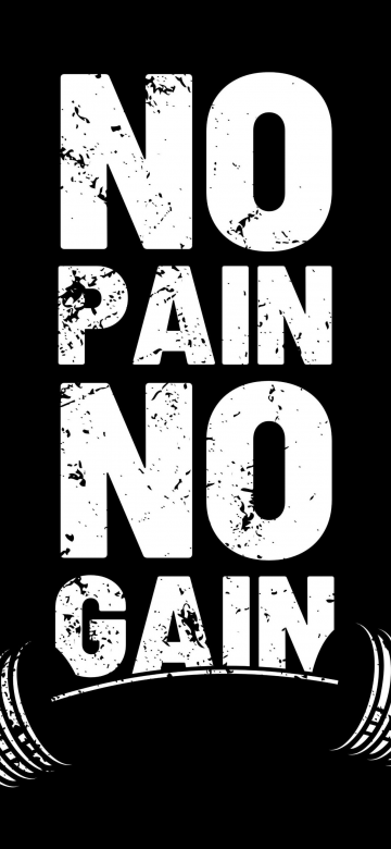 No pain No gain, Inspiring, 5K, Black background, AMOLED, Minimalist, Gym, Weight training