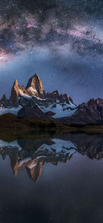 Patagonia, Bliss, Majestic, Landscape, Norway, Night, 5K, Milky Way arch, Panorama