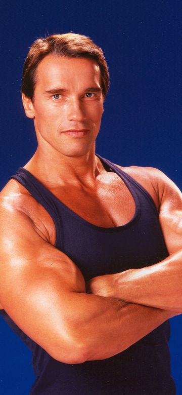 Arnold Schwarzenegger, Portrait, Bodybuilder, American actor, 5K, Blue background