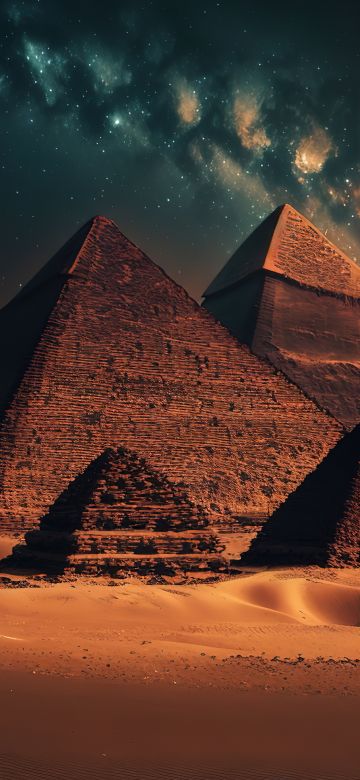 Egyptian Pyramids, Aesthetic, Seven Wonders of the Ancient World, Scenic, Tourist attraction, AI art, The Great Pyramid of Giza