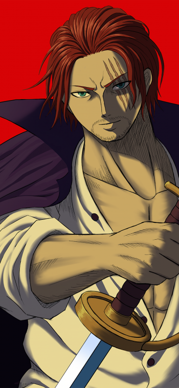 Shanks, One Piece, Red background, 5K