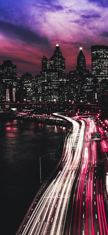 New York City, Timelapse, Manhattan, Traffic lights, Light trails, Night, Cityscape, City lights, Dark, 5K