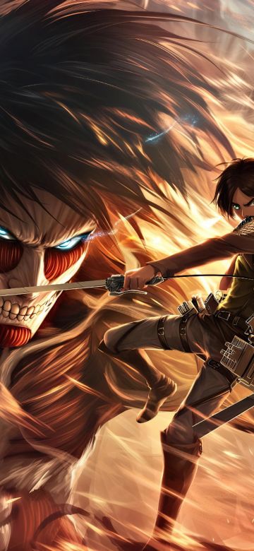 Shingeki no Kyojin, Eren Yeager, Mikasa Ackerman, 5K