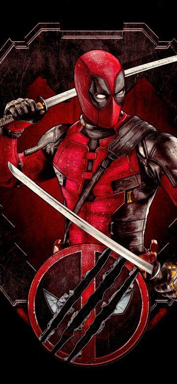 Deadpool & Wolverine, Deadpool, Movie poster, Black background, 8K, AMOLED, 5K, 2024 Movies