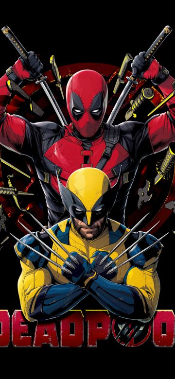 Deadpool & Wolverine, Movie poster, Black background, 8K, AMOLED, 5K, 2024 Movies