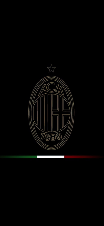 AC Milan, Minimal logo, 5K, Black background, AMOLED