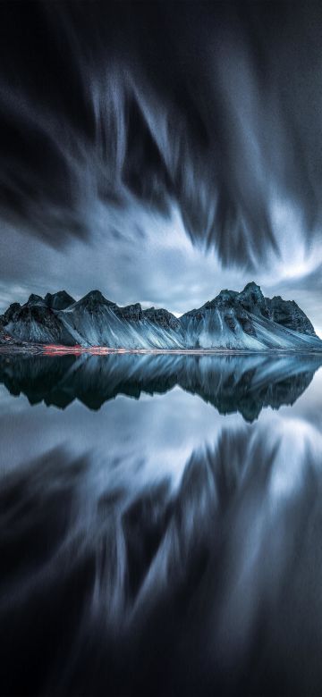 Vestrahorn mountain, Evening, Cold, Reflection, Iceland, Dark, Stokksnes