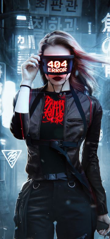 404 Error, Cyberpunk girl, 404 not found, Future tech, Futuristic, 5K