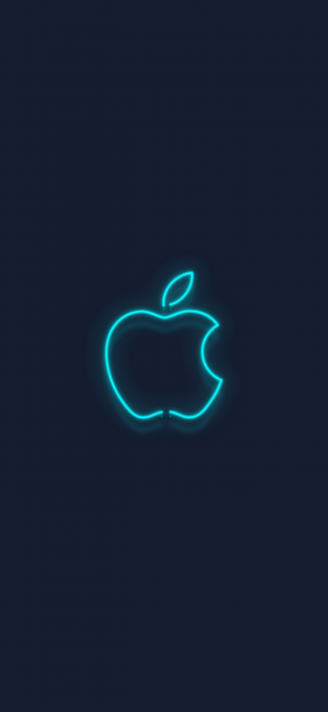 Blue, Apple logo, Neon sign, Dark background, Glowing, 5K