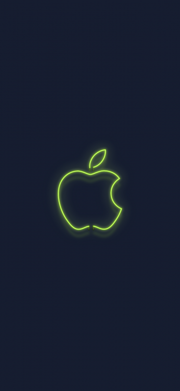 Green, Apple logo, Neon sign, Dark background, Glowing, 5K