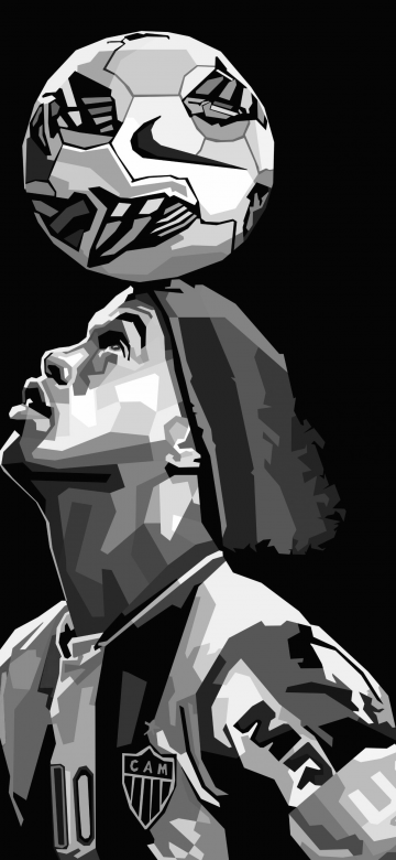 Ronaldinho, Iconic, Minimalist, AMOLED, Brazilian Football Player, Black background, 5K