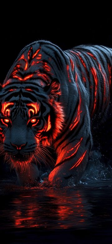 Tiger, Dope, AMOLED, AI art, Black background, 5K