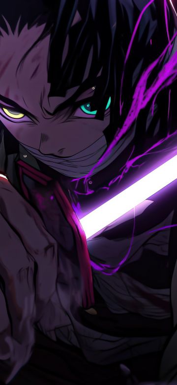 Tanjiro Kamado, Sword, Colorful anime, 5K, Demon Slayer: Kimetsu no Yaiba