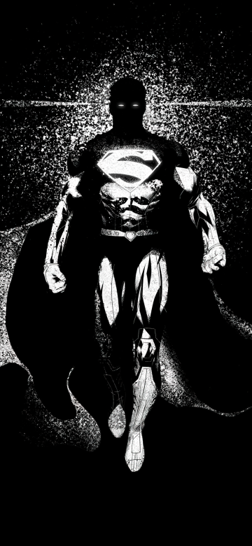 Superman, Monochrome, AMOLED, DC Superheroes, Black background, 5K, DC Comics