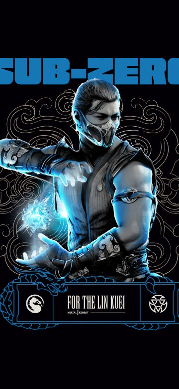 Sub-Zero (Mortal Kombat), AMOLED, 5K, 8K, Black background, Sub-Zero