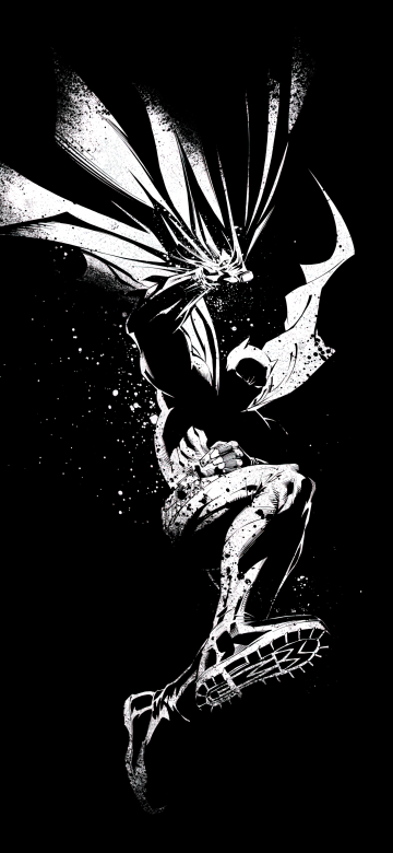 Batman, Dark Knight, Artwork, Monochrome, 5K, 8K, DC Superheroes, Black background, AMOLED