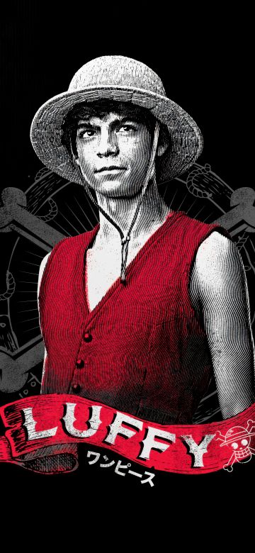 Inaki Godoy as Luffy, One Piece, Netflix series, Black background, 5K, 8K, AMOLED, Monkey D. Luffy