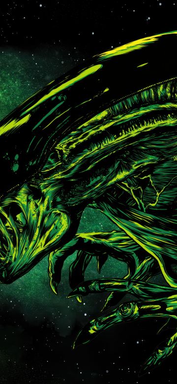 Alien, Xenomorph, Green, Dark background, 5K, 8K