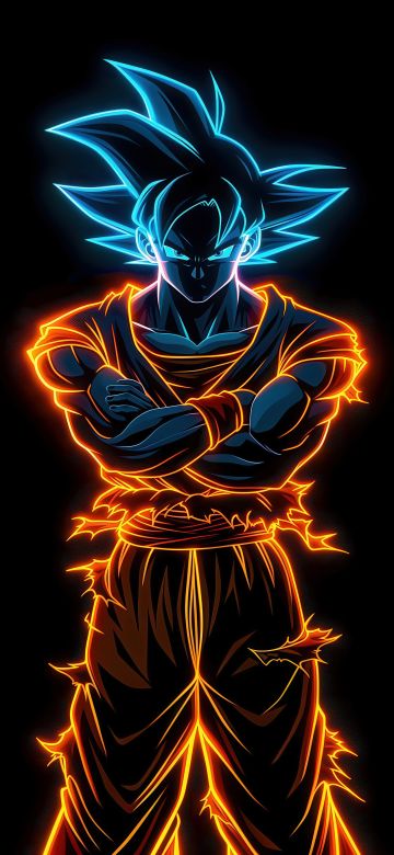 Son Goku, AMOLED, Glowing, Black background, 5K, 8K