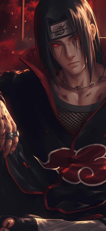 Itachi Uchiha, Red, Sharingan, Naruto, 5K