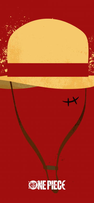 Monkey D. Luffy, Hat, Minimalist, Red background, 5K, 8K, One Piece