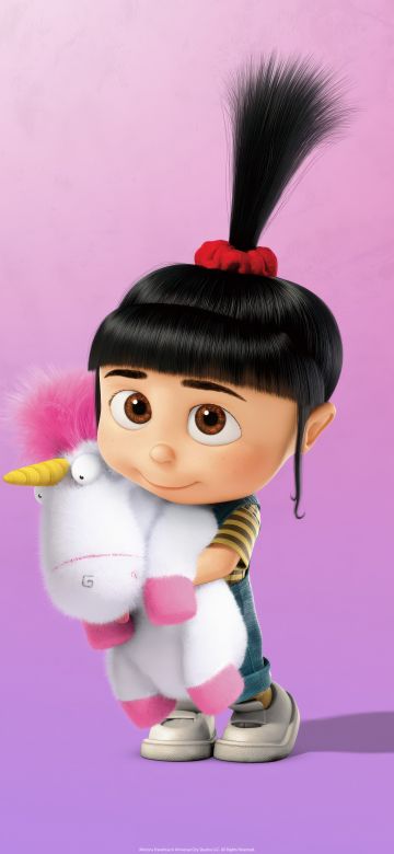 Agnes, Unicorn, Despicable Me, 5K, 8K, Pink background, Aesthetic