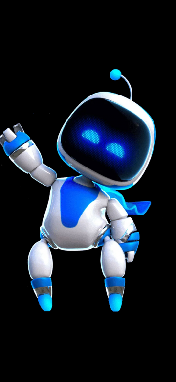 Astro Bot, AMOLED, 5K, 8K, 2024 Games, Robot, PlayStation 5, Black background