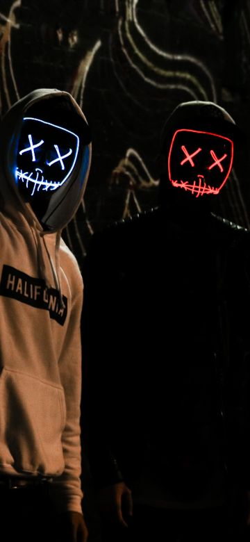 Friends, Anonymous, LED masks, Dark, Hoodie, 5K