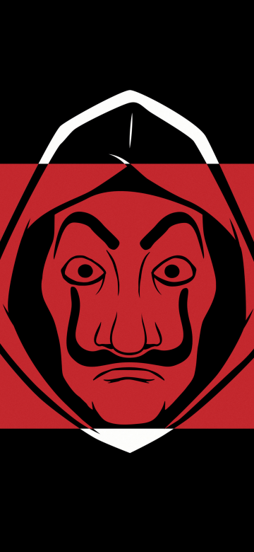 Dali Mask, Minimalist, Dark background, 5K, Money Heist