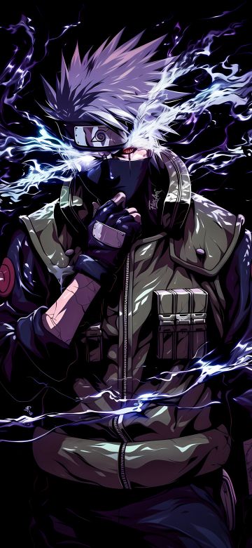 Kakashi Hatake, AI art, 5K, 8K, Naruto, AMOLED, Black background