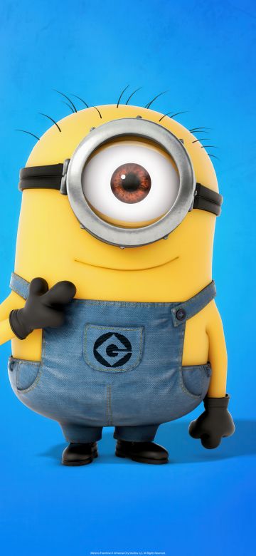 Minion, Blue background, 5K, 8K, Despicable Me