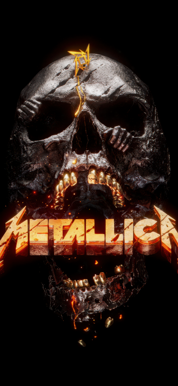 Metallica, AMOLED, Skull, 5K, Black background