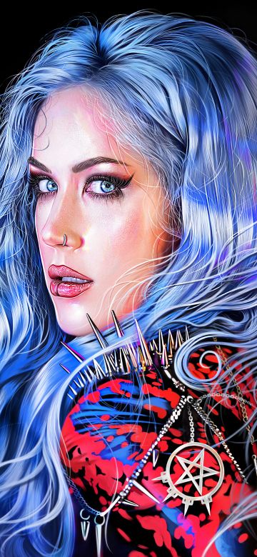 Alissa White-Gluz, 8K, Portrait, Canadian singer, Black background, 5K