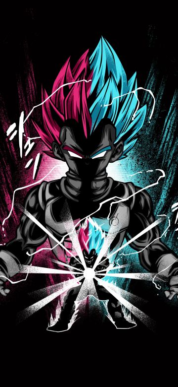 Vegeta, Dragon Ball Z, Anime series, Black background, AMOLED, 5K, 8K