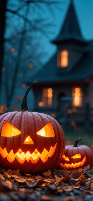 Haunted house, Halloween pumpkins, Halloween night, Jack-o'-lantern, 5K