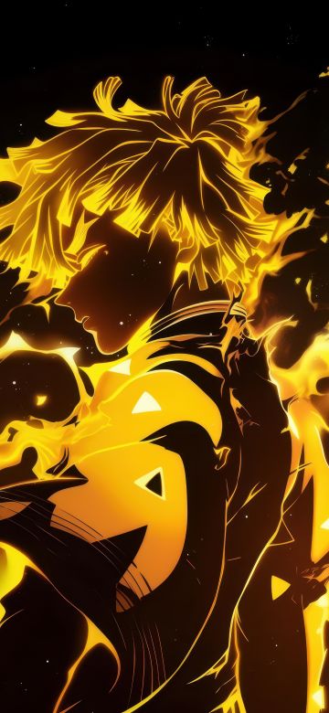 Zenitsu Agatsuma, Aesthetic anime, Yellow aesthetic, Demon Slayer: Kimetsu no Yaiba, Dark background