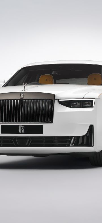 Rolls-Royce Black Badge Ghost Series II, 5K, 2024, White aesthetic, White cars, White background