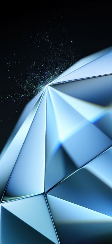 Blue abstract, Diamond, Tecno Phantom V Fold 2 Stock, Dark background