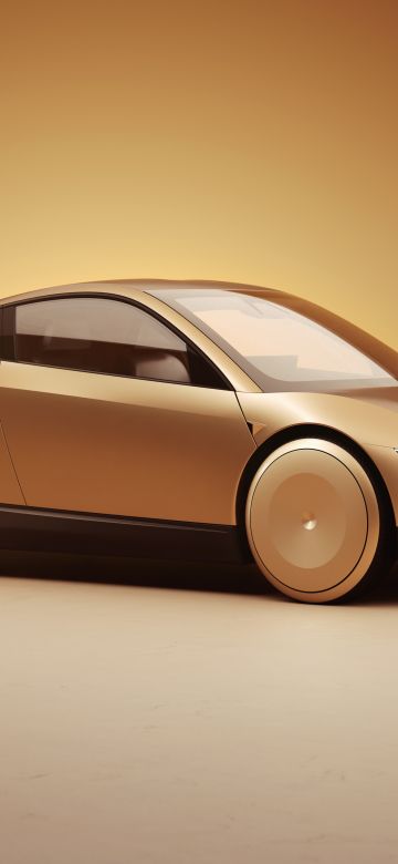 Tesla Robotaxi, Prototype car, 5K, 8K, 2024, Golden background