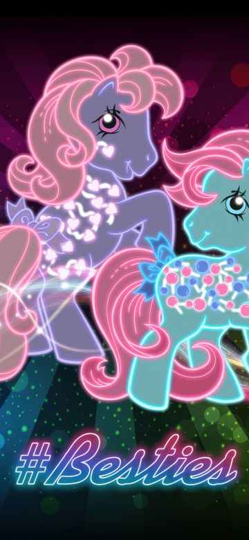 Love Melody, Sweet Tooth, My Little Pony, Best friends, Neon art, Glitter background, Rainbow colors, Colorful background